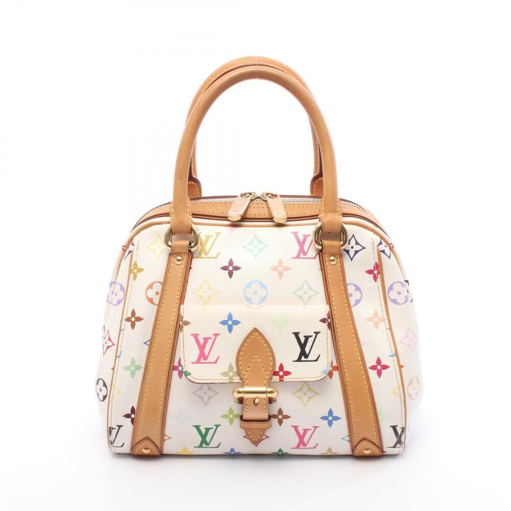 Louis Vuitton Priscilla Handbag Canvas Leather Monogram Multicolor White